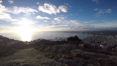 time lapse on a bay at sunset