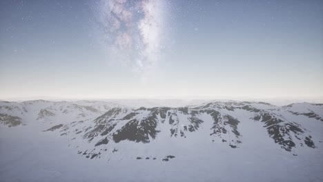 milky way above snow covered terrain