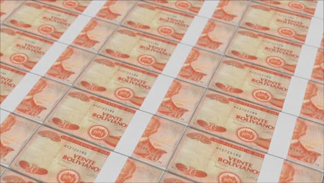 20 bolivian boliviano banknotes printed by a money press