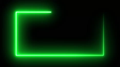 Green Neon Light Frame on Black Background