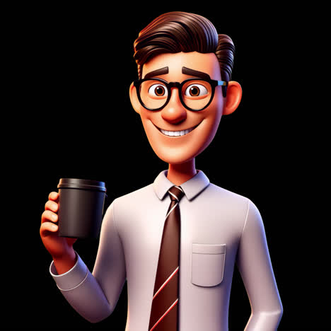 businessman 3d character animation isolated asset, transparent 4k video, alpha channel, prores 4444