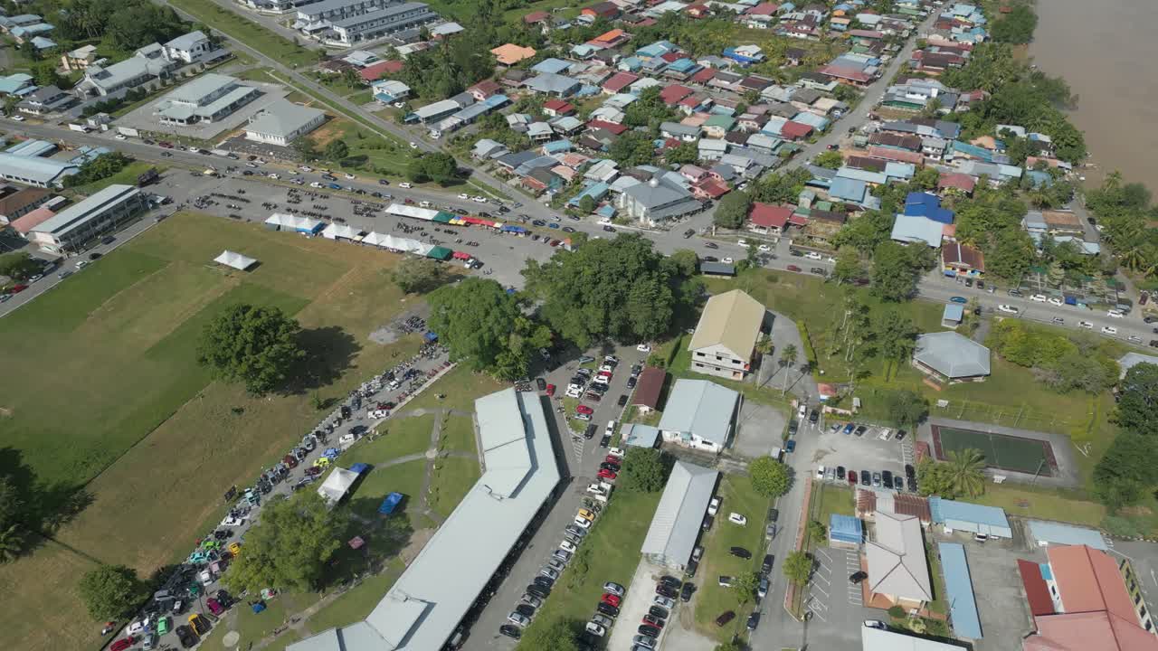 Drone View At Lundu Town During Summer, In conjunction Of Regatta Traditional Long Boat Race Batang Kayan River, With Car And Bike Show.
#regatta