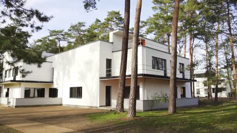 famous bauhaus architecture in dessau by walter gropius, slow motion