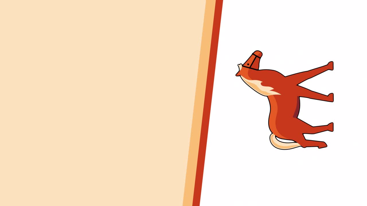 4k vertical video of cartoon brown horse on white background.