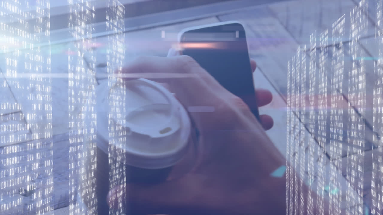 animación de puntos de luz sobre las manos utilizando un teléfono inteligente