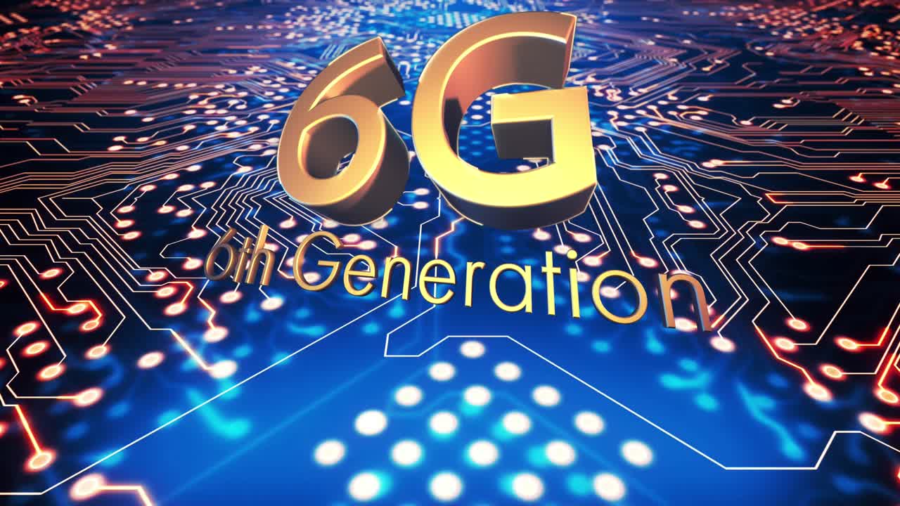 animación de texto 6g a través de una red de conexiones