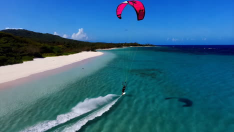 kiteboarding adventure at a tropical paradise beach