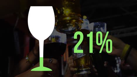 forma de vaso de vino y aumento del porcentaje de llenado con verde