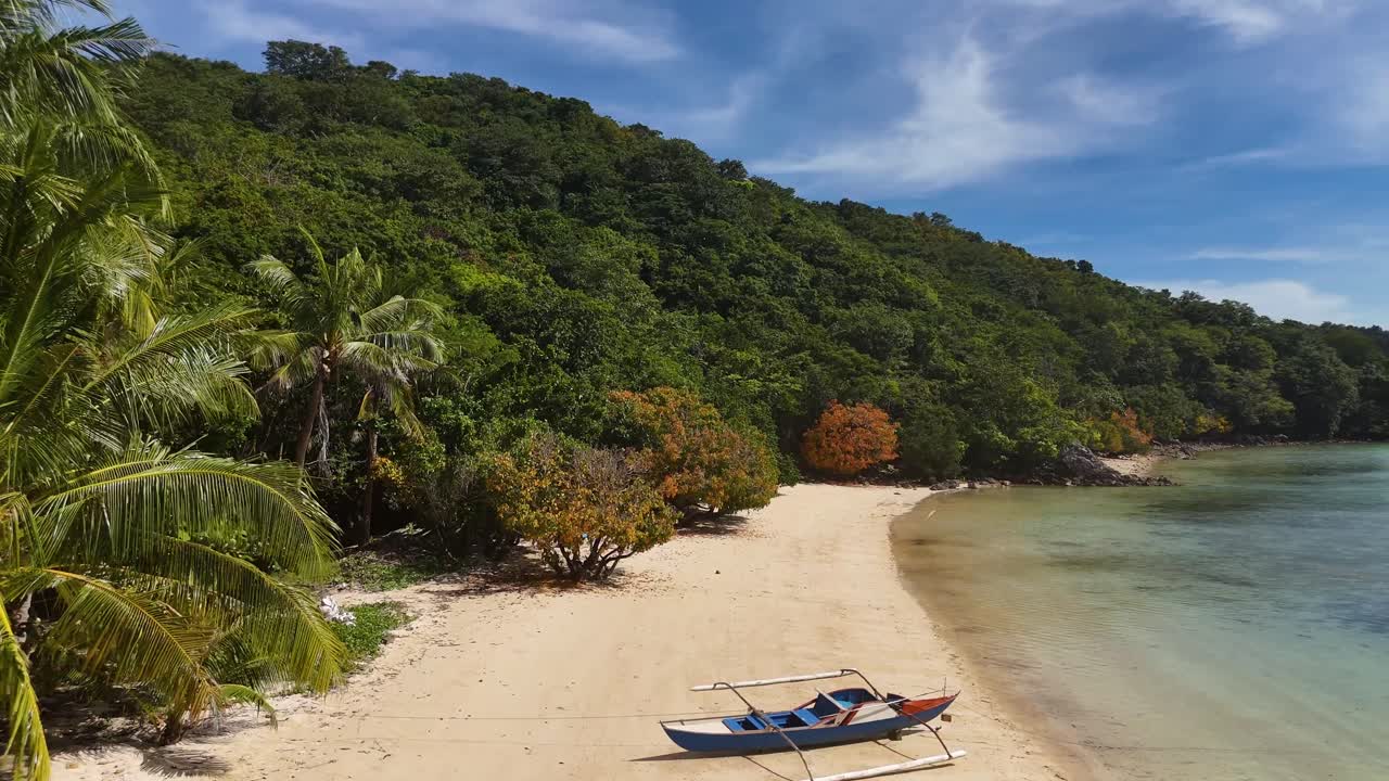 Tropical Island Beach with Traditional Boat