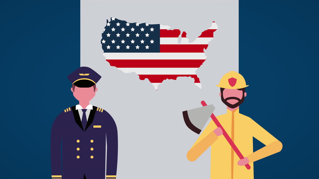 celebración del día del trabajo con personajes de trabajadores