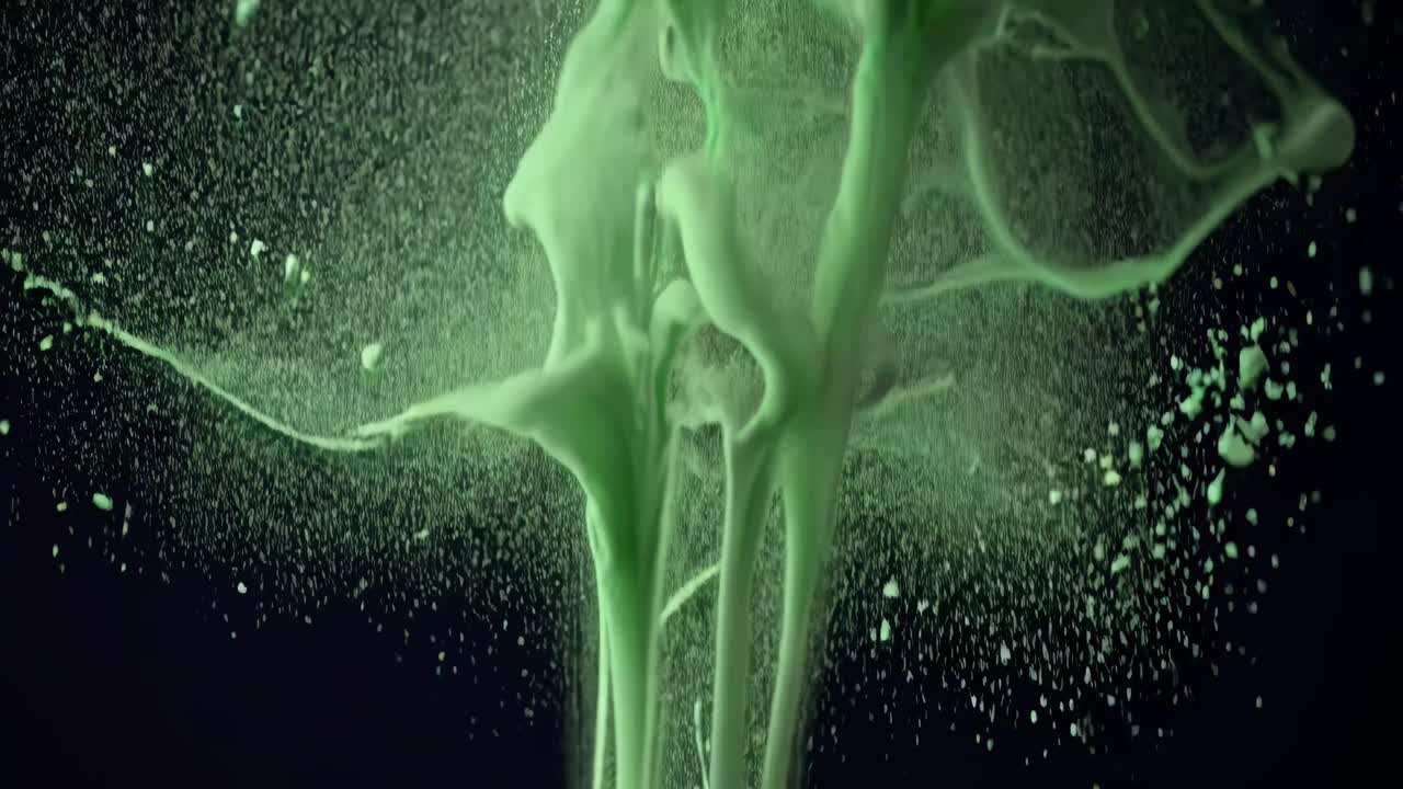 Green Liquid Splashing and Mixing