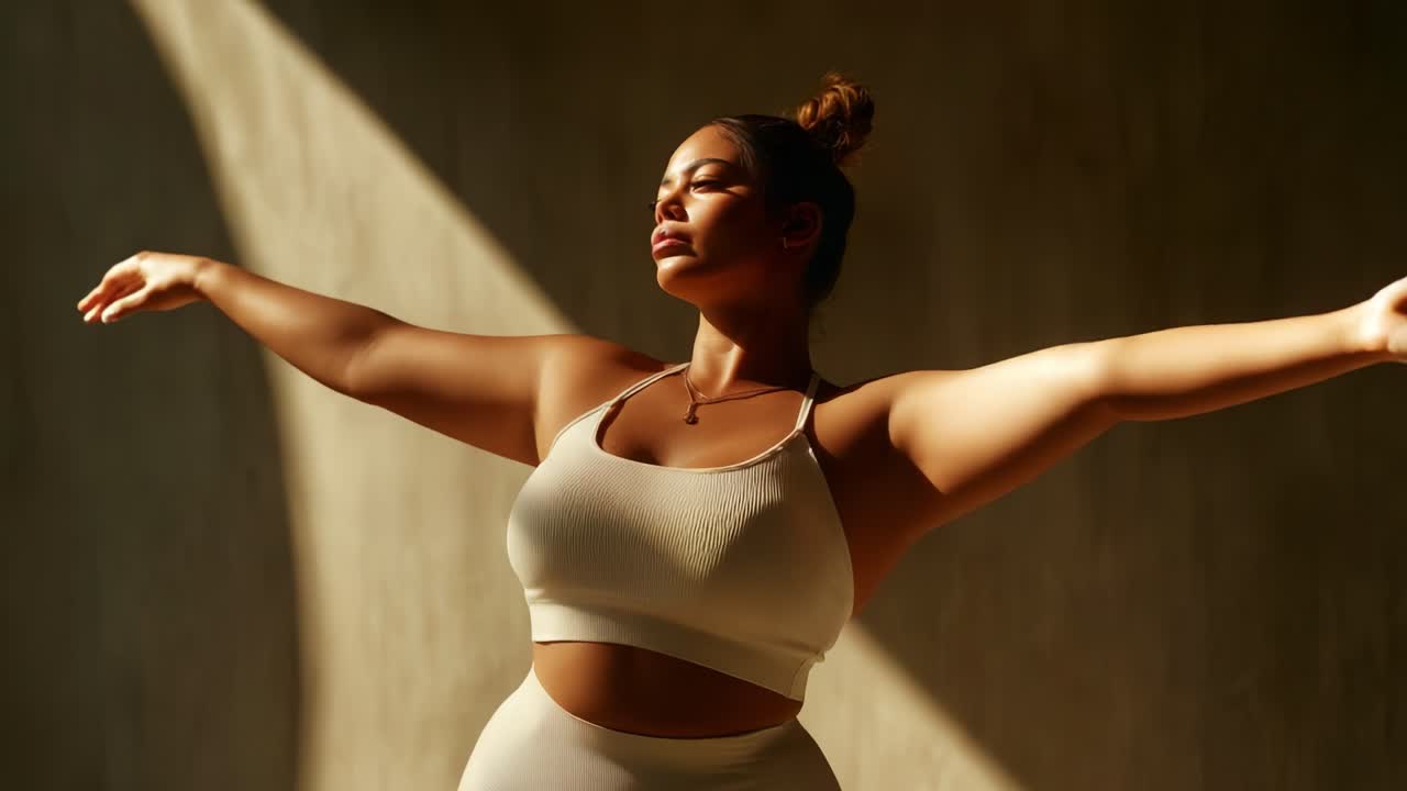 Ethereal Moments of Freedom: A Celebration of Body Positivity and Joy Through Graceful Movement in Golden Light