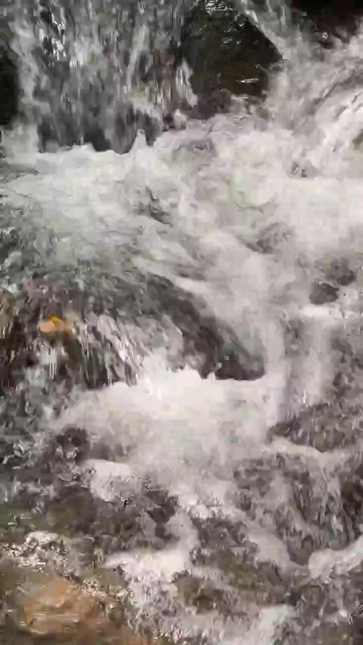 Piccola cascata che scorre su rocce scure nella natura