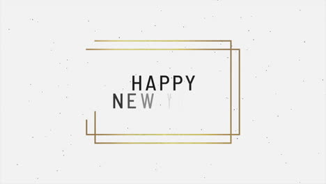 modern happy new year text in gold frame on white gradient