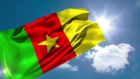 Kamerun-Nationalflagge-Weht-Im-Wind