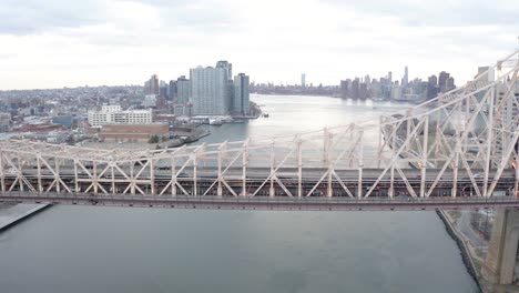cinematic 4k aerial orbit of queensboro bridge nyc east river