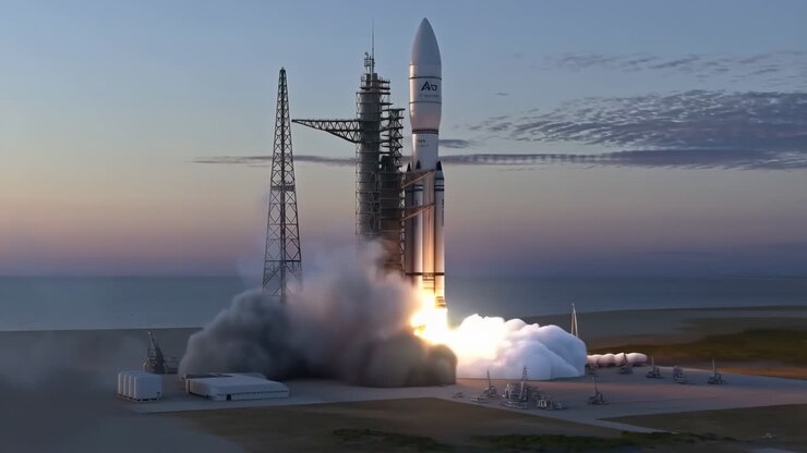 Rocket Launch at Sunset or Sunrise