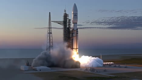 rocket launch at sunset or sunrise