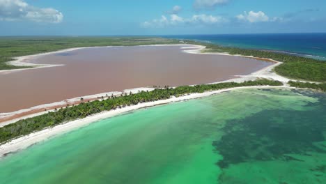 aerial view of laguna rosada on picturesque saona island in the dominican republic