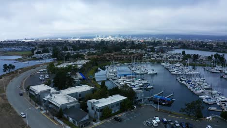 another camera rise over the marina and ships in the port