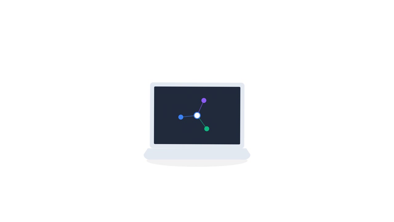 Animazione minimalista di un laptop che si apre e si chiude