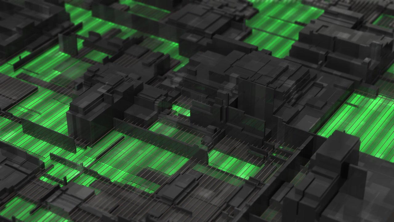 Abstract Futuristic Digital Technology Background with Glowing Green Lights