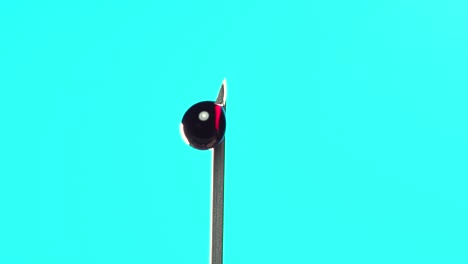 close-up of a drop of blood on a needle