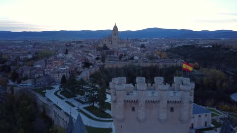 old town near mountains in evening