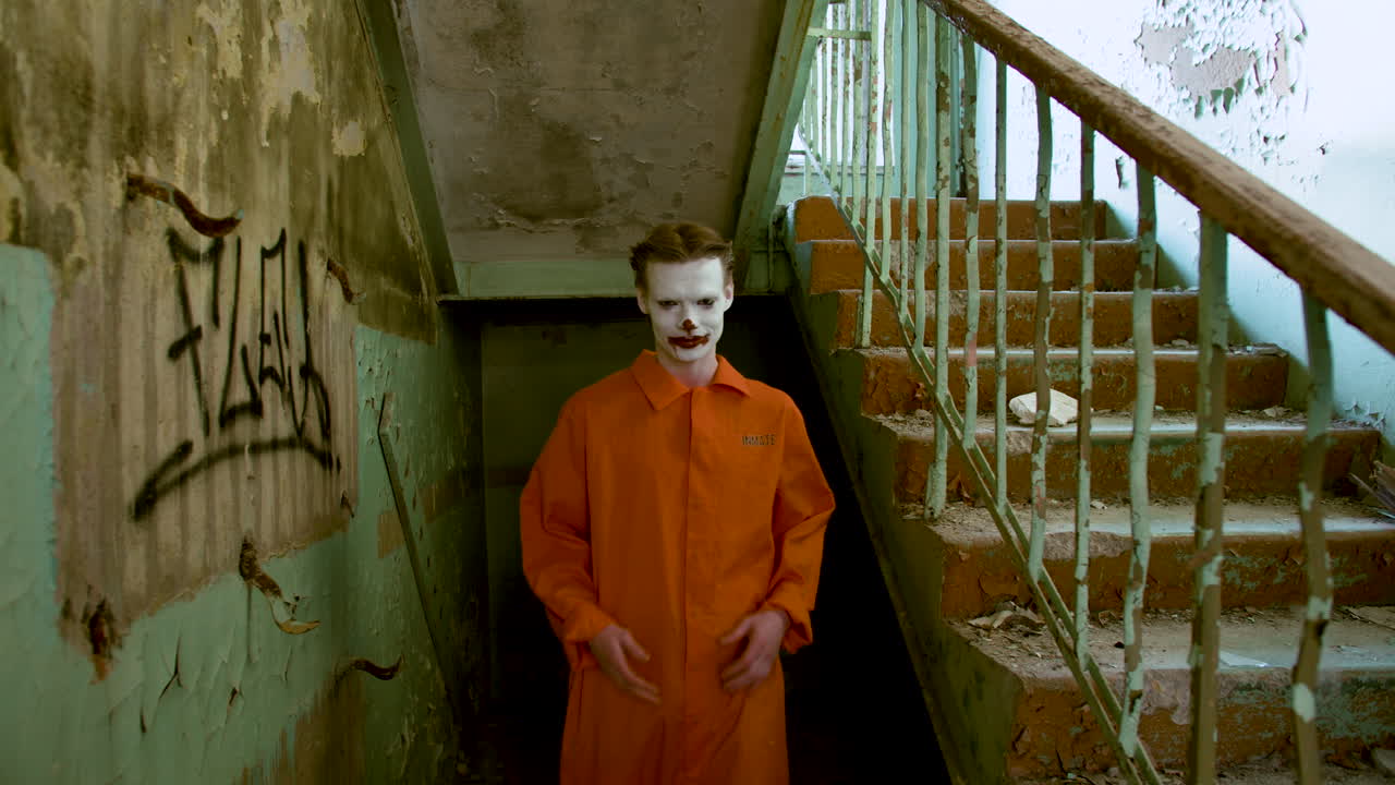 страшный клоун в заброшенном доме