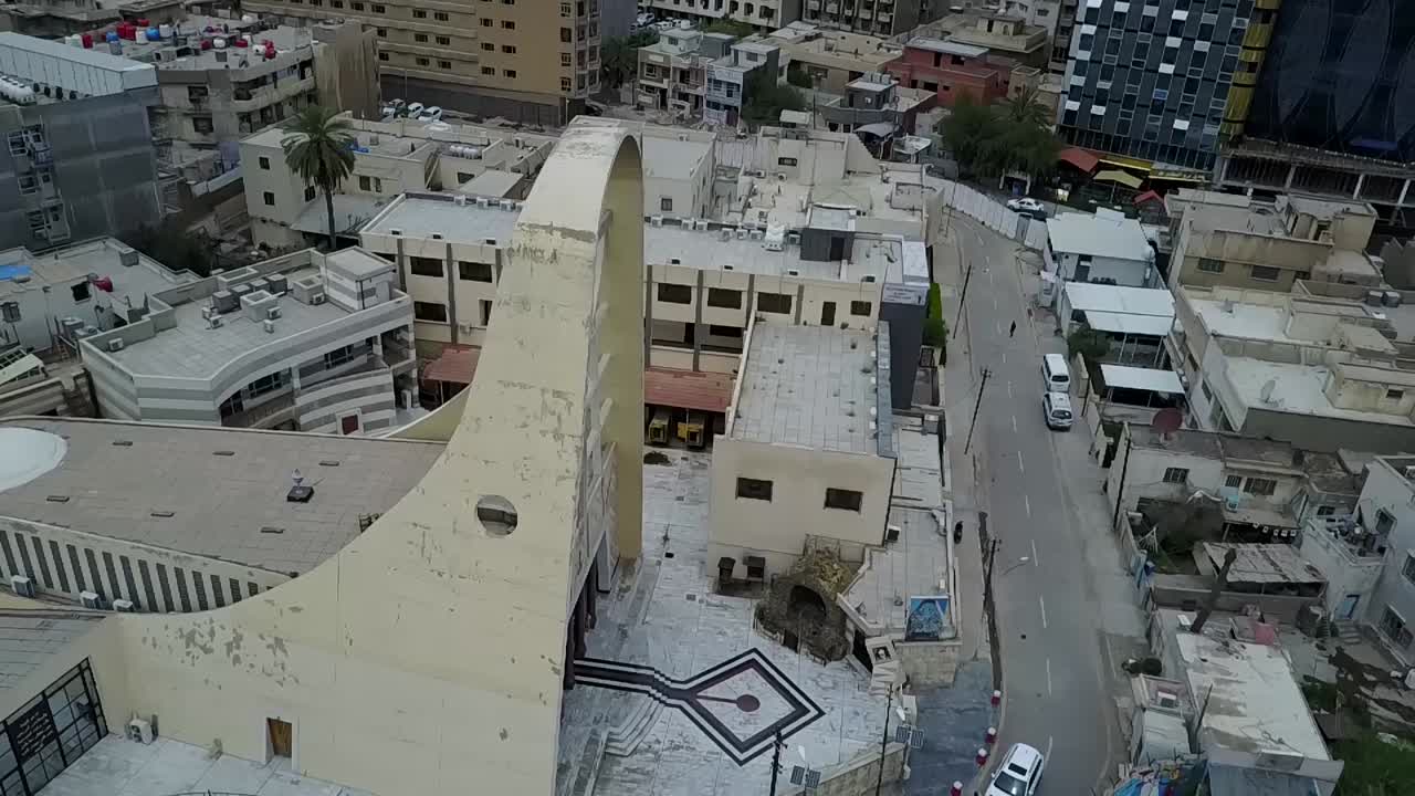 aerial footage of  Church in Baghdad, iraq