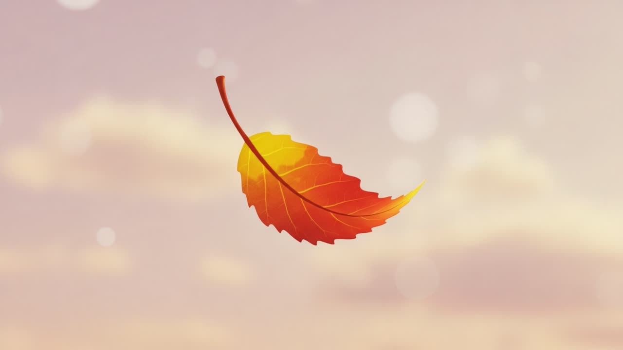 An Enchanting Journey of a Floating Leaf Captured in Frames: Embracing Nature's Perfect Balance of Colors in an Ethereal Sky