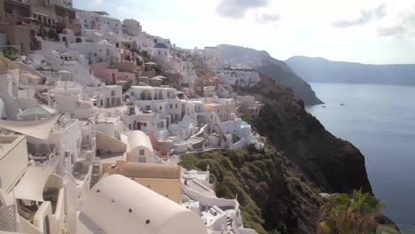 static shot looking across santorini