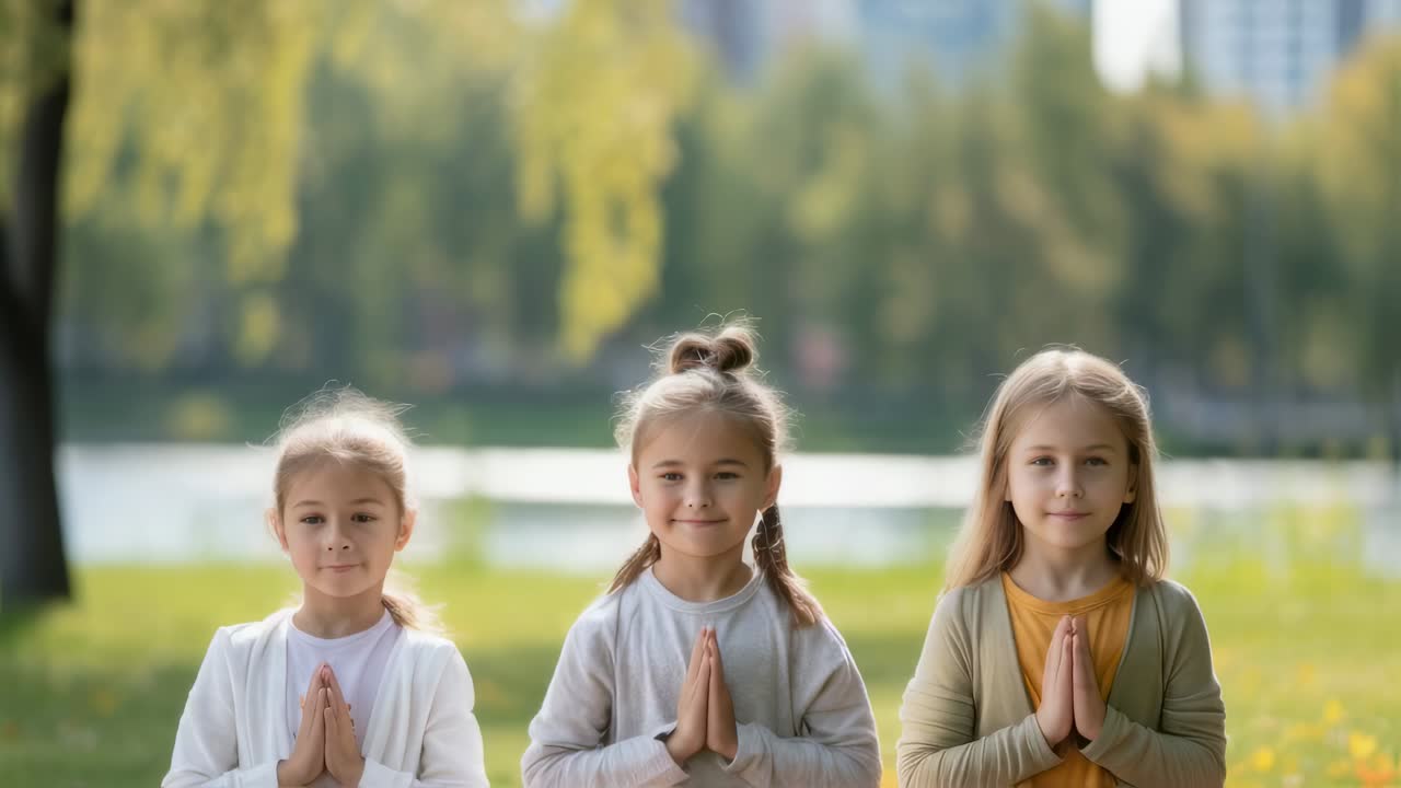 Three Girls Meditating in a Park