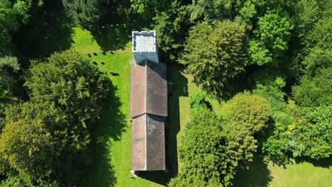 a top-down pan along lady magdalene church in denton, kent