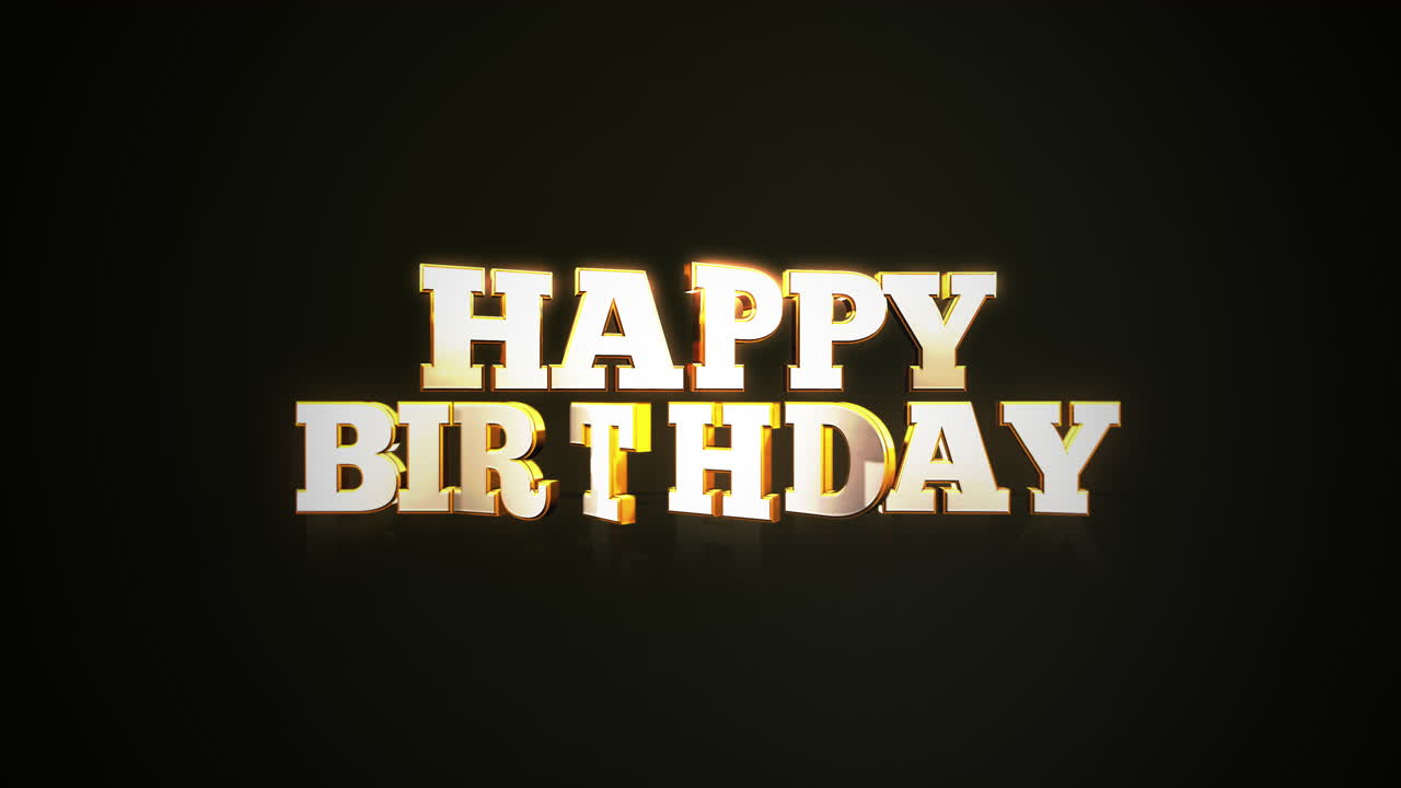 dibujo animado de oro feliz cumpleaños texto en negro gradiente de moda