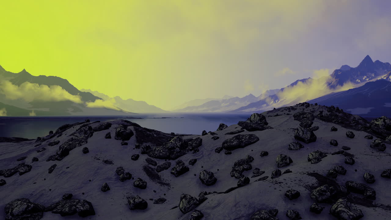 Majestic landscape revealing vibrant hues and tranquil waters at dusk