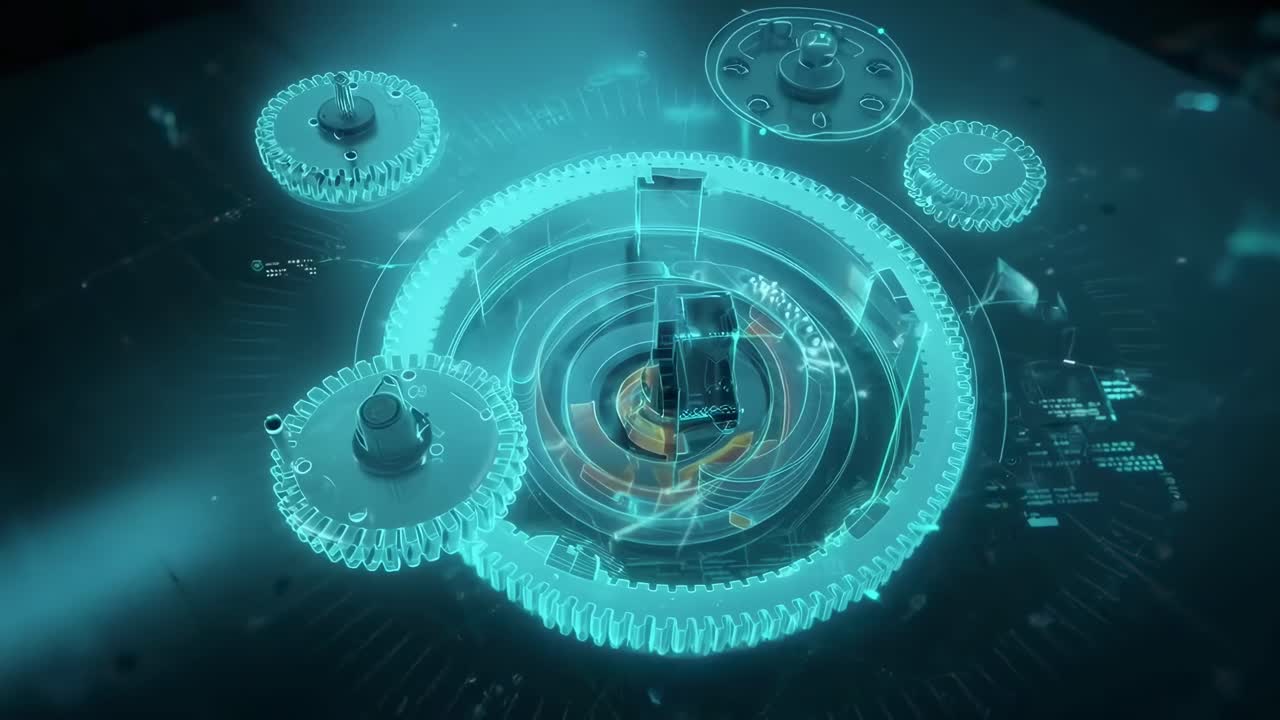 Futuristic holographic interface with a top-down angle, ideal for sci-fi video scenes