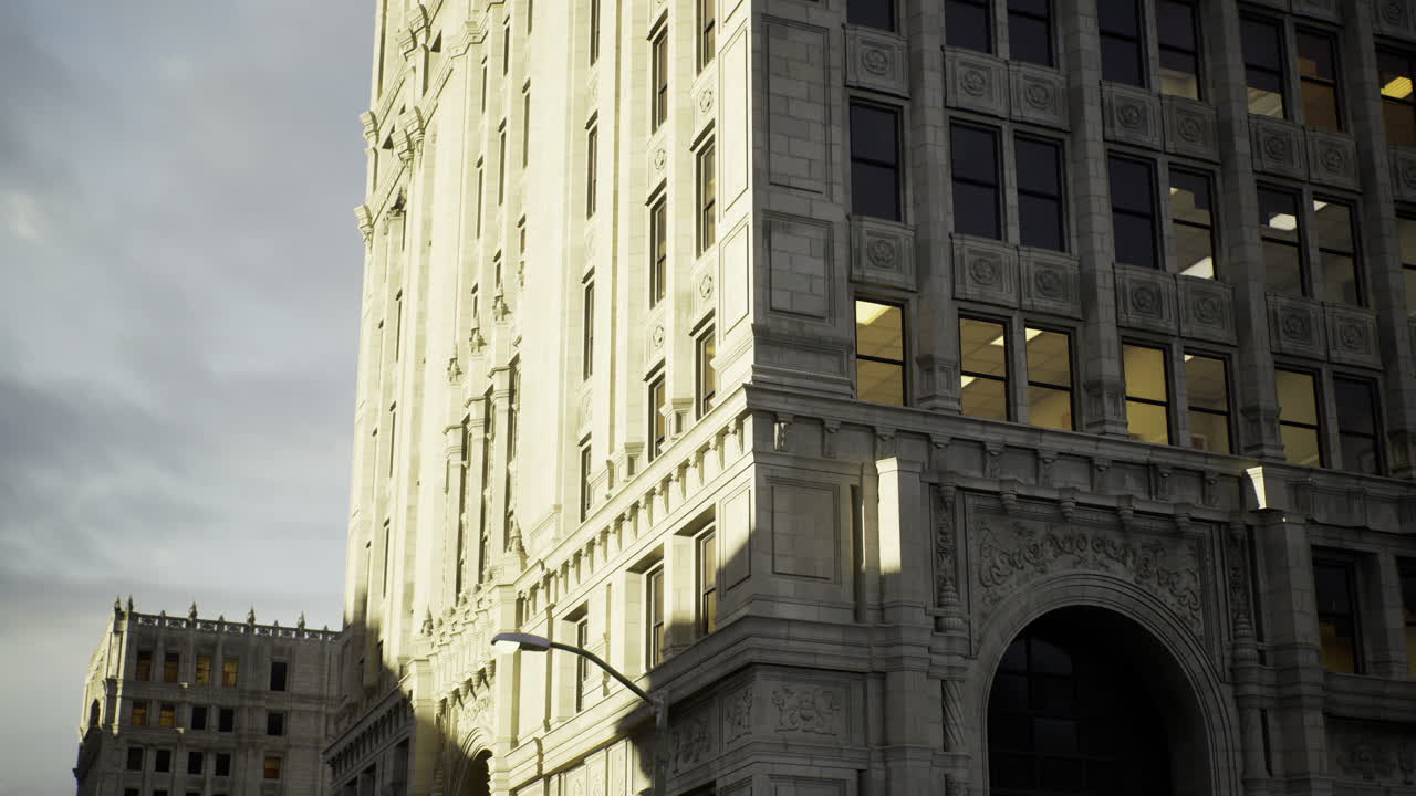 Historic architecture shines in the golden light of an evening sky