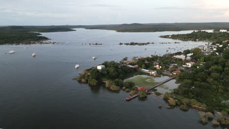 Alter-do-Chão-city-of-Santarém,-in-Pará-state-right-bank-of-the-Tapajós-amazon-rainforest-aerial-view