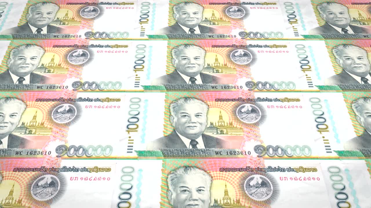 100만 라오스 의 지폐 라오스의 롤링, 현금, 루프