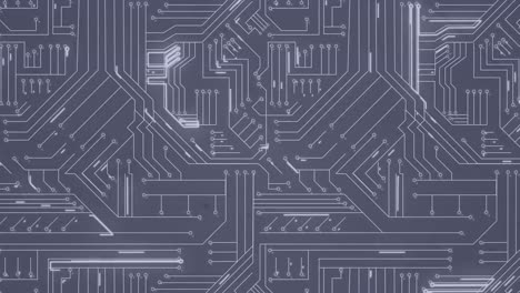 animation of light trails over microprocessor connections against grey background