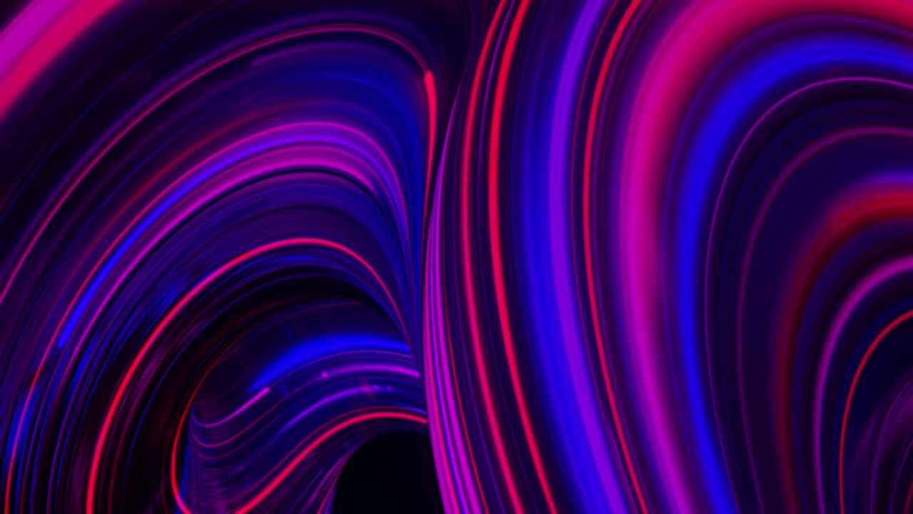 Curved colorful neon lines in moving 3d substance, seamless loop ...