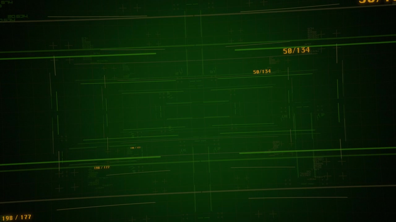 Digital spaceship screen with HUD elements and numbers