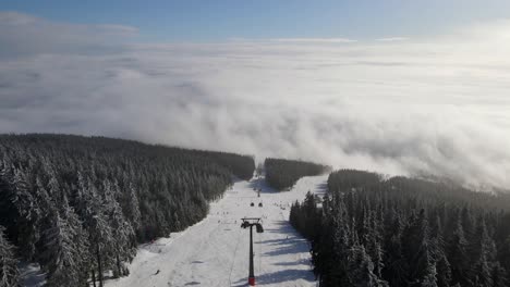 Drone-shot-of-a-ski-slope-in-Pec-Pod-Snezkou,-Czech-Republic