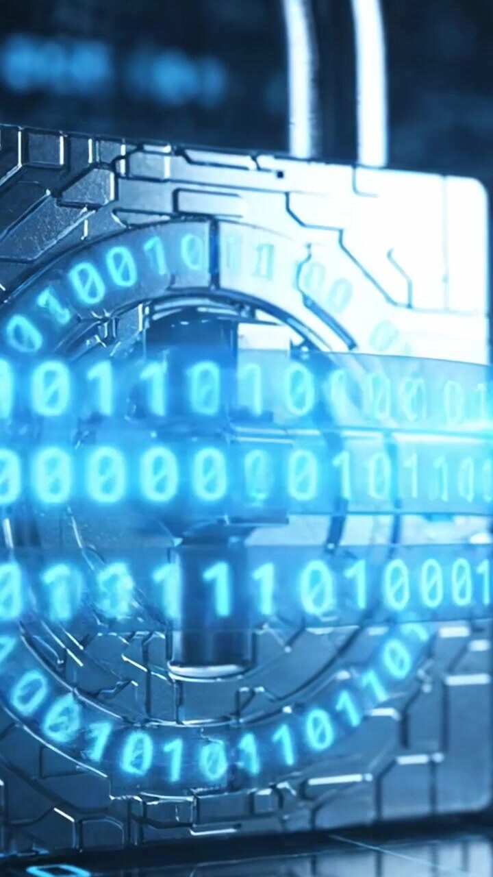 A High-Tech Digital Lock Secured with Binary Code Representation, Symbolizing Advanced Cybersecurity Measures in Modern Technology