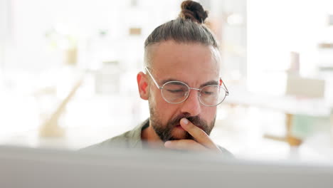 Serious,-thinking-and-worried-businessman-working