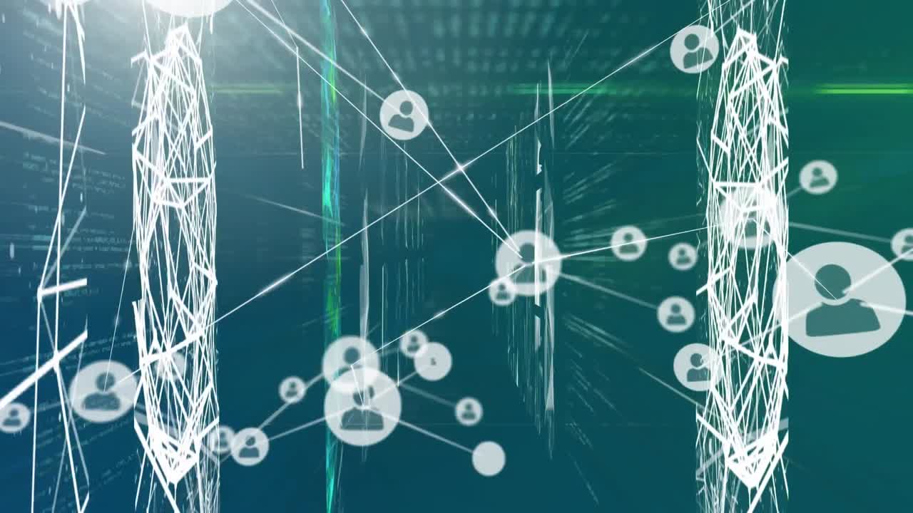 검은색 배경에 연결 네트워크의 애니메이션