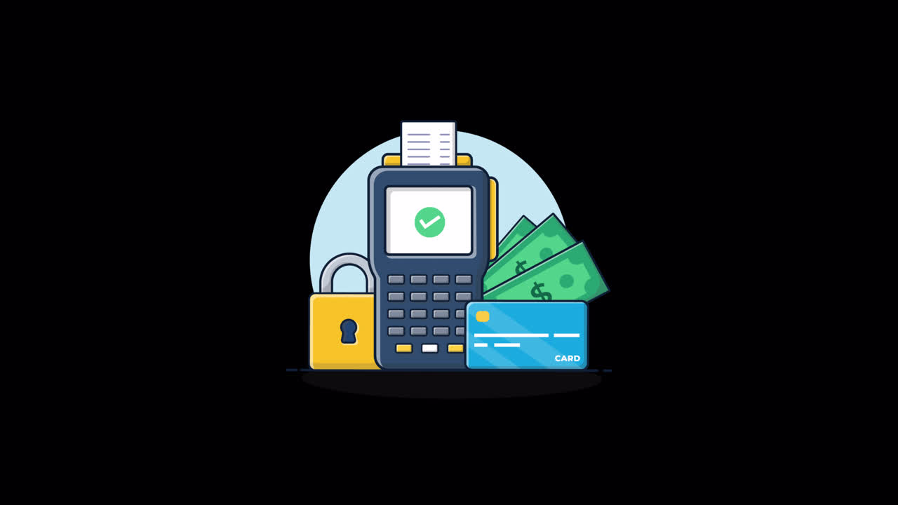 Animated Secure Payment Transaction with POS Terminal and Money