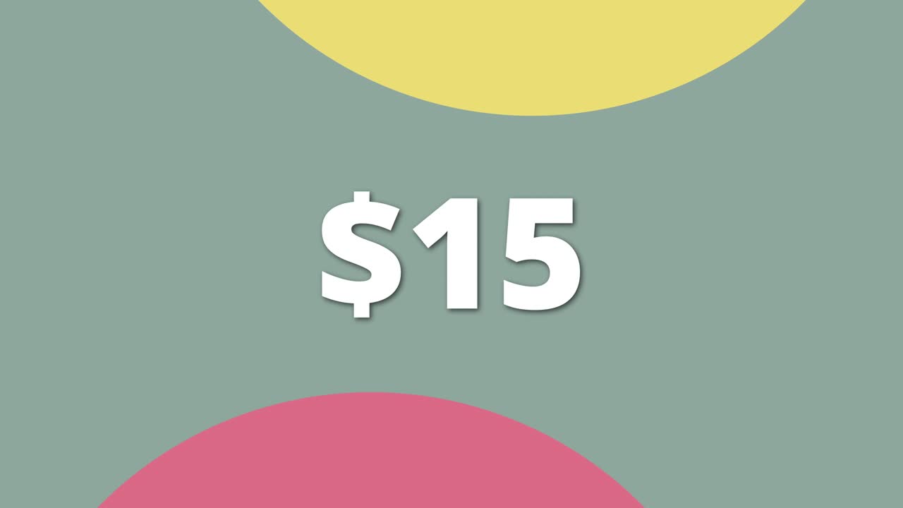 Digital animation of price tag showing 15 Clear and simple style for stock use
