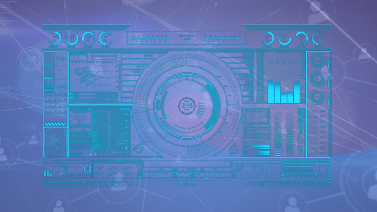 Animation of scope scanning with data processing over network of connections